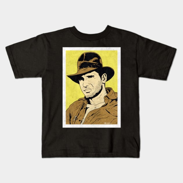 INDIANA JONES - Raiders of the Lost Ark (Pop Art) Kids T-Shirt by Famous Weirdos